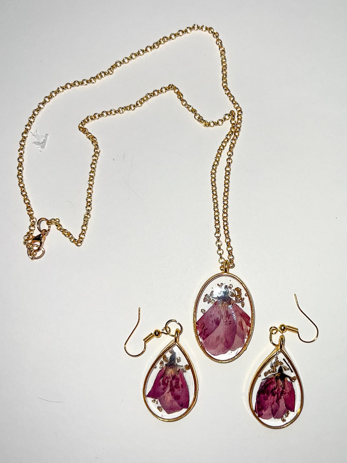 Cherry Blossom Pendant and Earring Set | Handmade Jewelry | Resin Craft