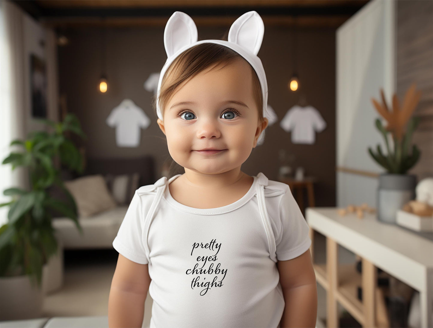 Pretty Eyes Chubby Thighs Cut File, Baby Bodysuit Svg Png (Digital Download)