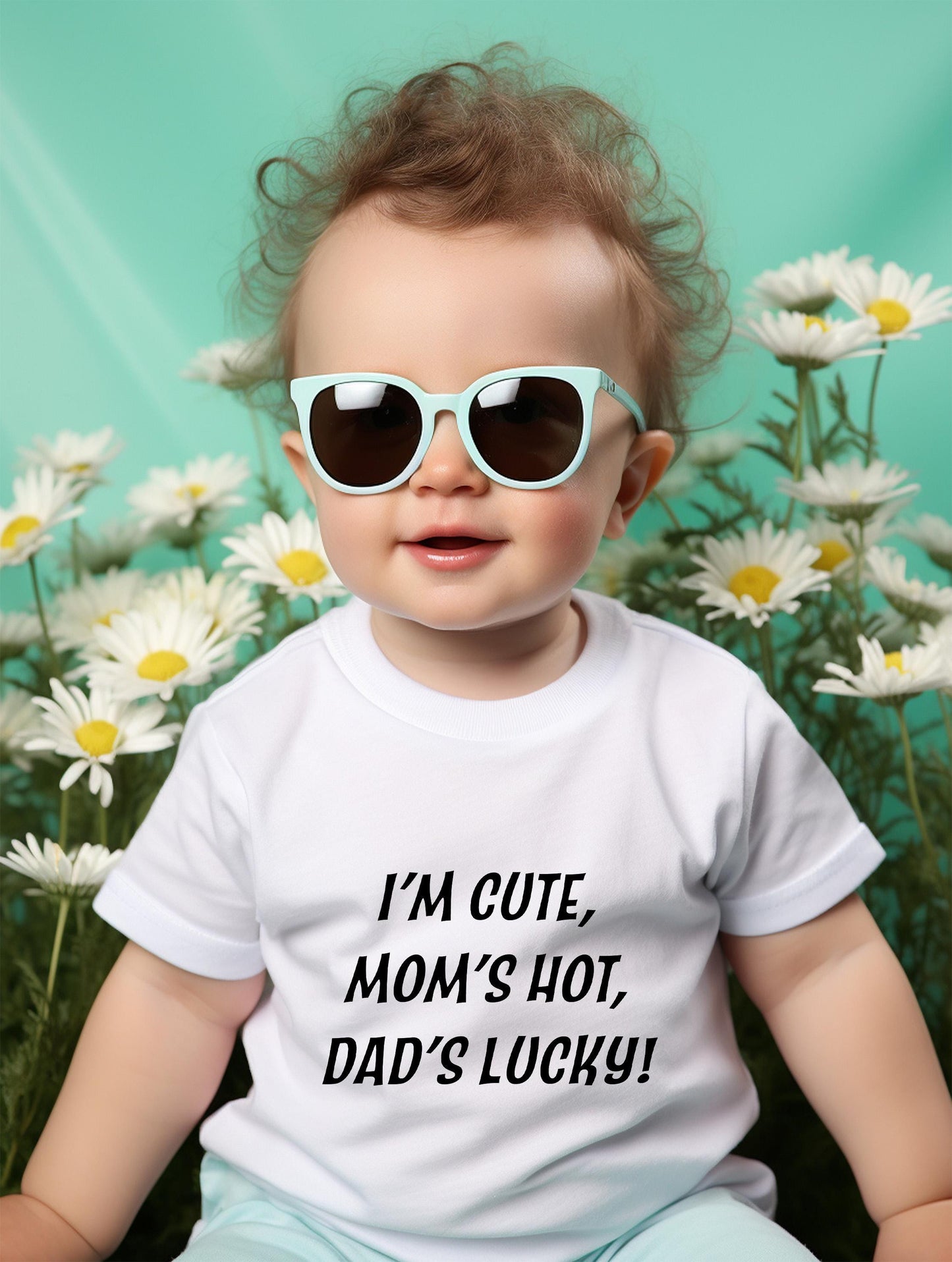 Funny Baby Bodysuit SVG Mom's Hot, Dad's Lucky (Digital Download)