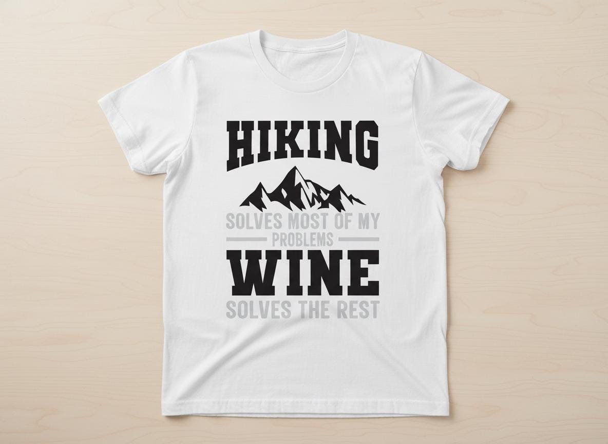 Funny Hiking & Wine Quote SVG | Outdoor Adventure Cut File (Digital Download)
