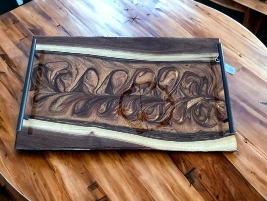 Walnut Resin and Mica Charcuterie Board | River Board | Serving Tray