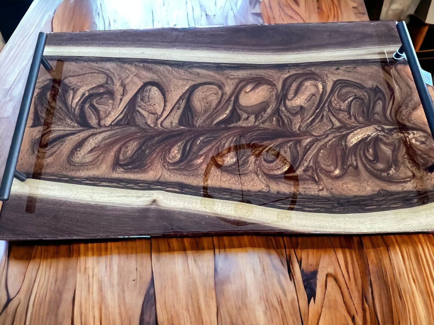 Walnut Resin and Mica Charcuterie Board | River Board | Serving Tray