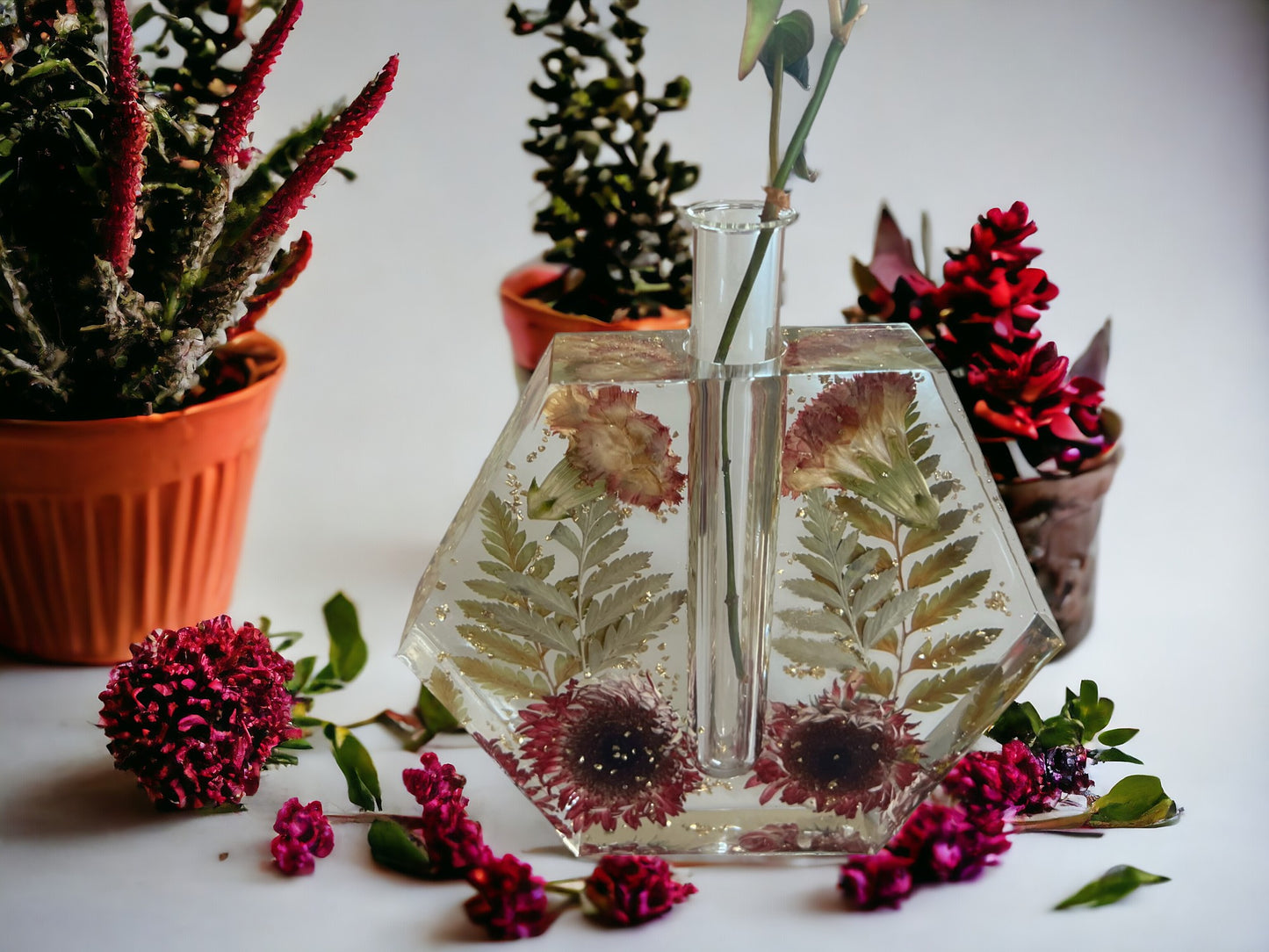 Propogation Station | Flower Vase | Resin Art | Plant Propogation | Dried Floral Resin Art