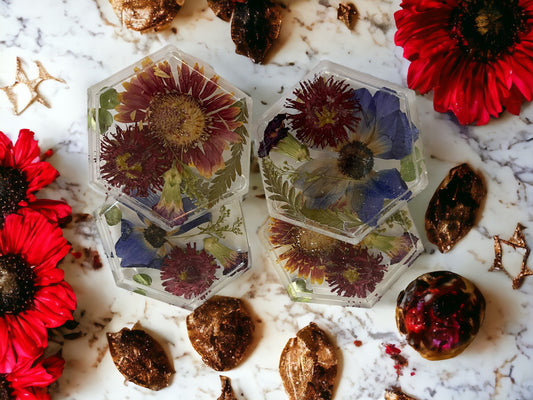 Flower Coasters | Dried Flowers | Resin Craft | Resin Art | Botanical Coasters