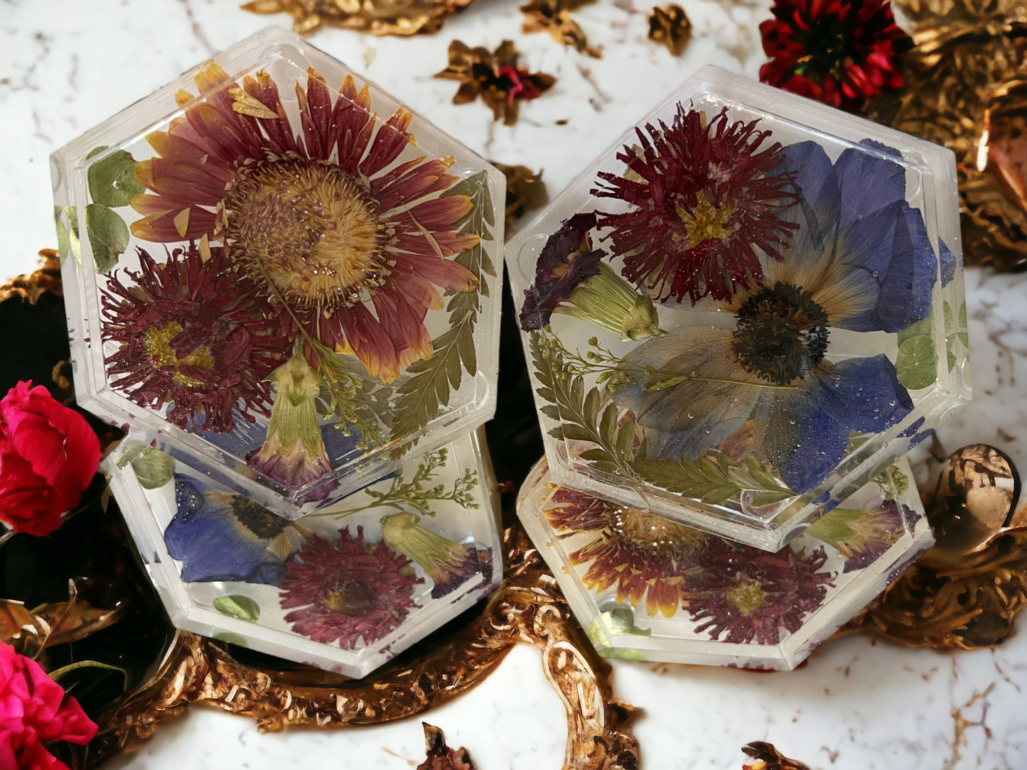 Flower Coasters | Dried Flowers | Resin Craft | Resin Art | Botanical Coasters