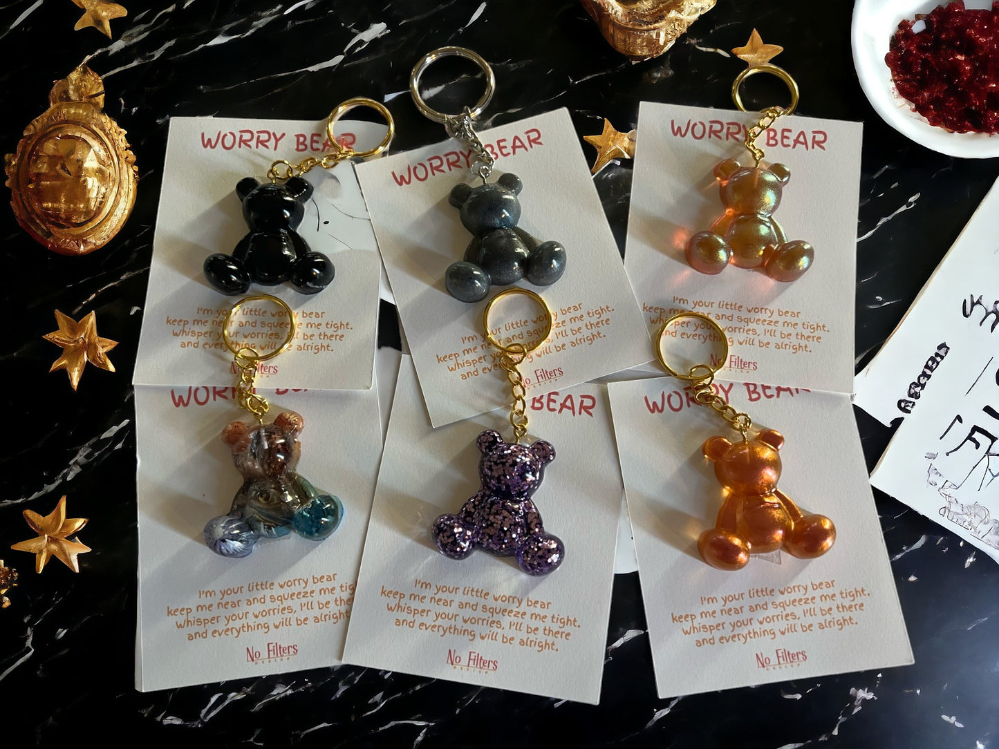 Worry Bear Key Chains | Resin Craft | Comfort Bear | Fidget Bear | Key Chain