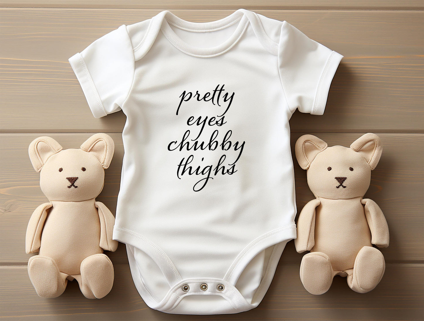 Pretty Eyes Chubby Thighs Cut File, Baby Bodysuit Svg Png (Digital Download)