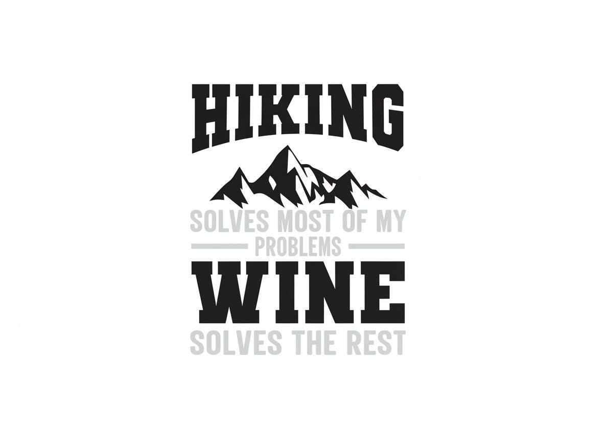Funny Hiking Wine Quote SVG | Outdoor Adventure Cut File (Digital Download)
